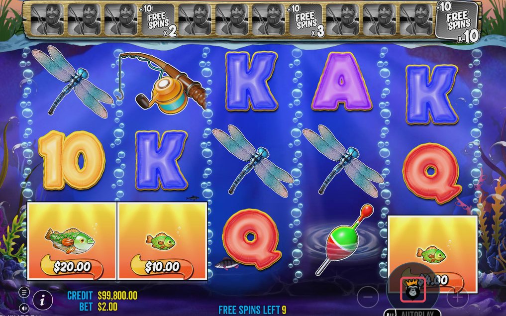 Free Spins mit dem Fisherman als Wild auf allen Walzen